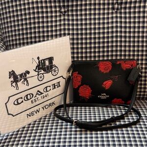 Coach slim crossbody with embossed rose print